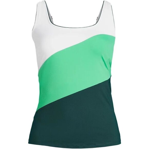 Land’s End Plus Standard square neck underwire tankini balsam wintergreen Var - Picture 2 of 6